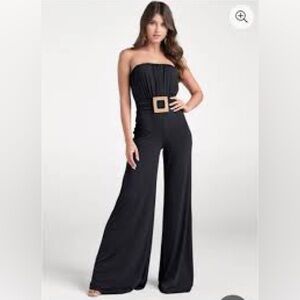 VENUS Black Wide Leg Jumpsuit with Statement Belt